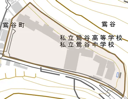 鴬谷とその周辺の地図。町の範囲を重ねている