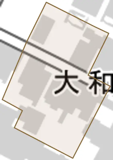 大和町とその周辺の地図。町の範囲を重ねている