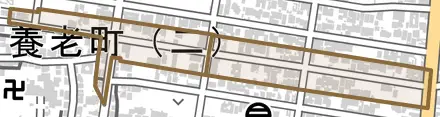 養老町とその周辺の地図。町の範囲を重ねている