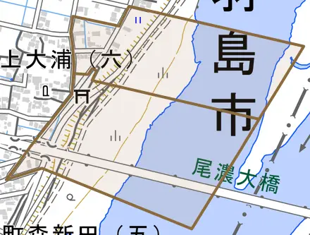 正木町光法寺とその周辺の地図。町の範囲を重ねている