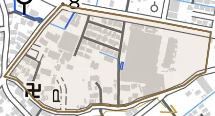 正木町須賀本村とその周辺の地図。町の範囲を重ねている