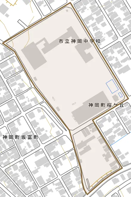 神岡町桜ケ丘とその周辺の地図。町の範囲を重ねている