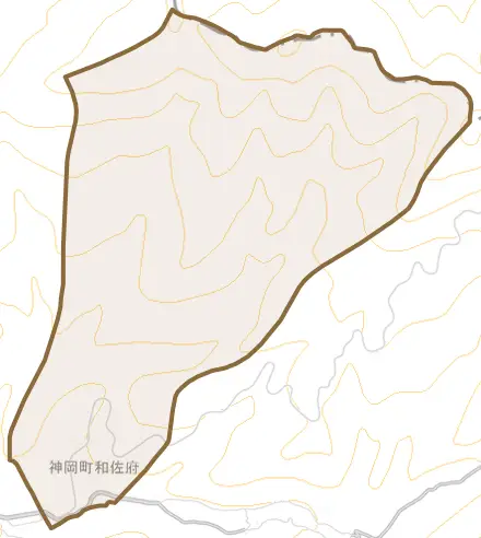 神岡町和佐府とその周辺の地図。町の範囲を重ねている