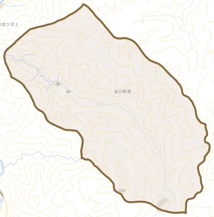 宮川町洞とその周辺の地図。町の範囲を重ねている