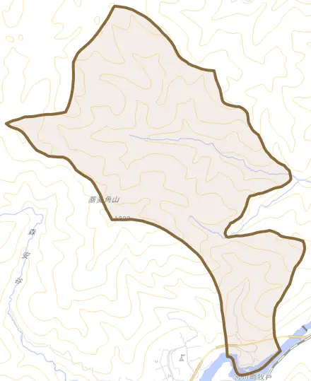 宮川町高牧とその周辺の地図。町の範囲を重ねている