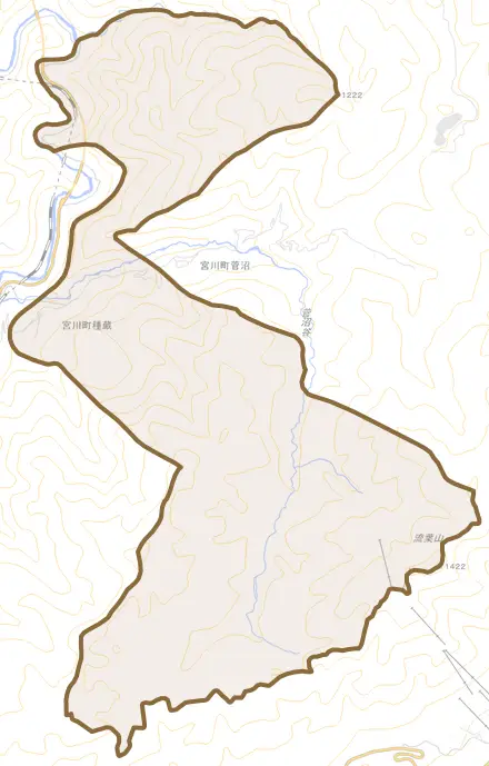 宮川町種蔵とその周辺の地図。町の範囲を重ねている