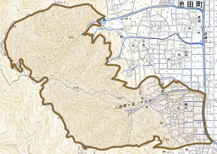 藤代とその周辺の地図。町の範囲を重ねている