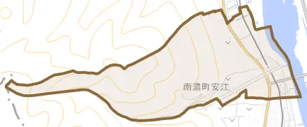 南濃町安江とその周辺の地図。町の範囲を重ねている