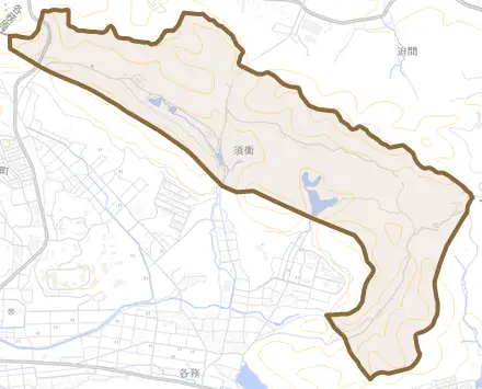 各務とその周辺の地図。町の範囲を重ねている