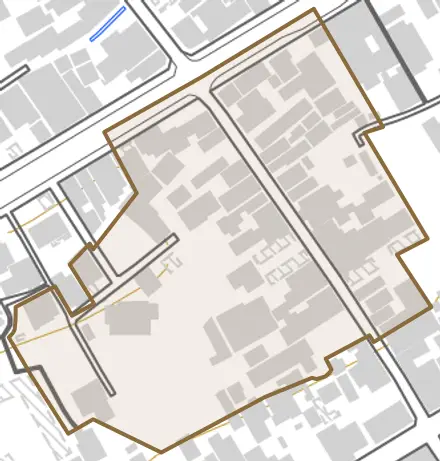 永重町とその周辺の地図。町の範囲を重ねている