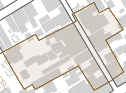魚屋町とその周辺の地図。町の範囲を重ねている