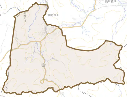 陶町大川とその周辺の地図。町の範囲を重ねている