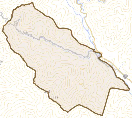 根尾大井とその周辺の地図。町の範囲を重ねている