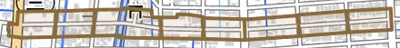 羽衣町とその周辺の地図。町の範囲を重ねている