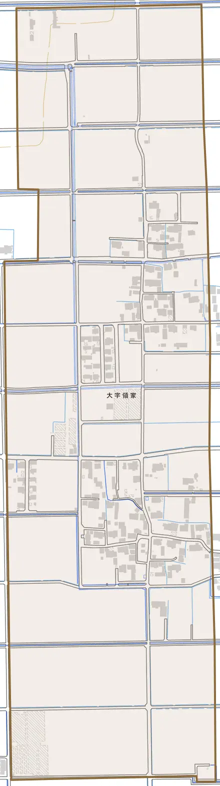 大字領家とその周辺の地図。町の範囲を重ねている