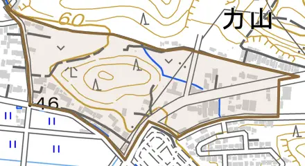 馬場出とその周辺の地図。町の範囲を重ねている
