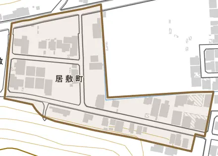 居敷町とその周辺の地図。町の範囲を重ねている
