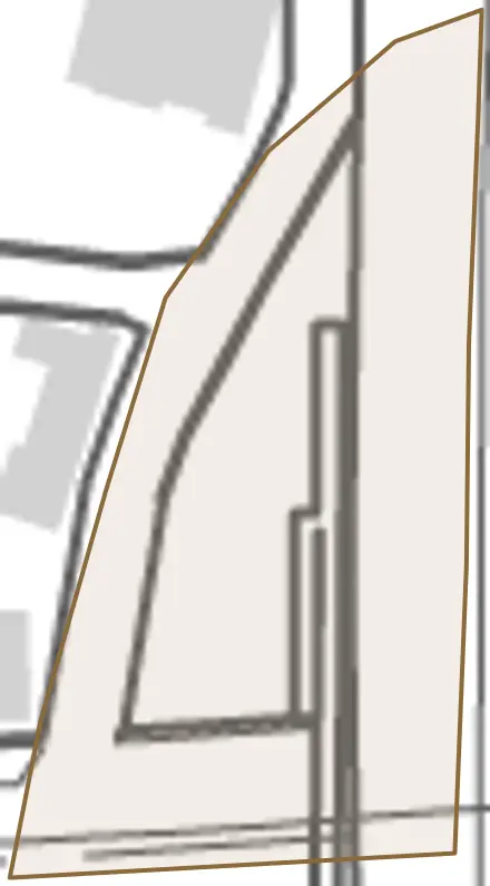 十三塚町とその周辺の地図。町の範囲を重ねている