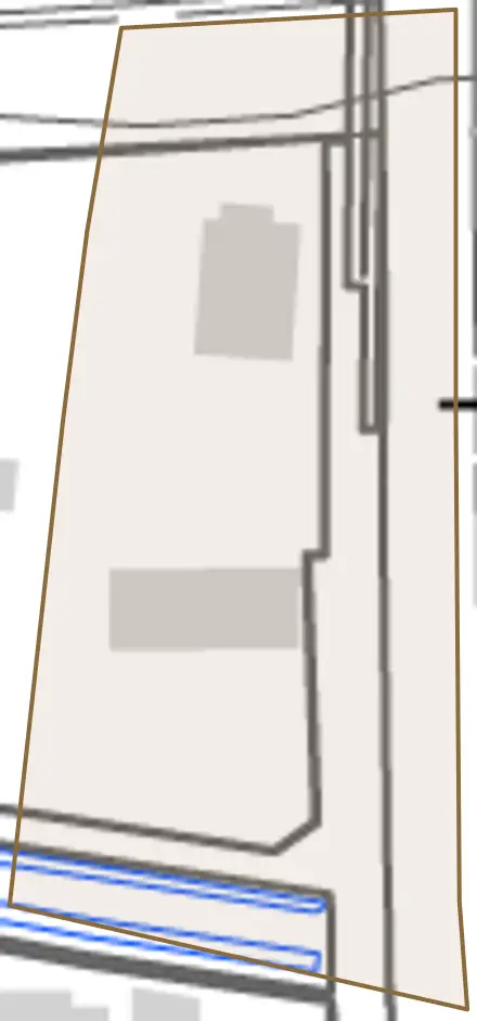十三塚南とその周辺の地図。町の範囲を重ねている