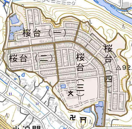 桜台とその周辺の地図。町の範囲を重ねている
