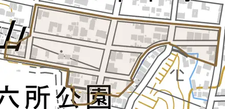 宝山町とその周辺の地図。町の範囲を重ねている