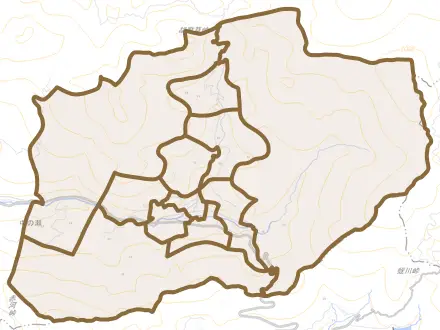 切井とその周辺の地図。町の範囲を重ねている
