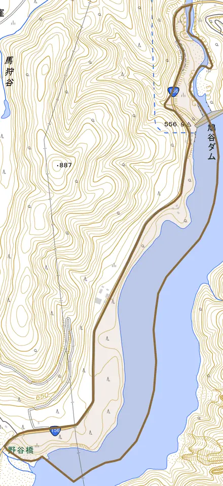 大字大牧とその周辺の地図。町の範囲を重ねている