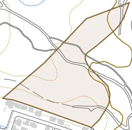 小名田町可児郷とその周辺の地図。町の範囲を重ねている