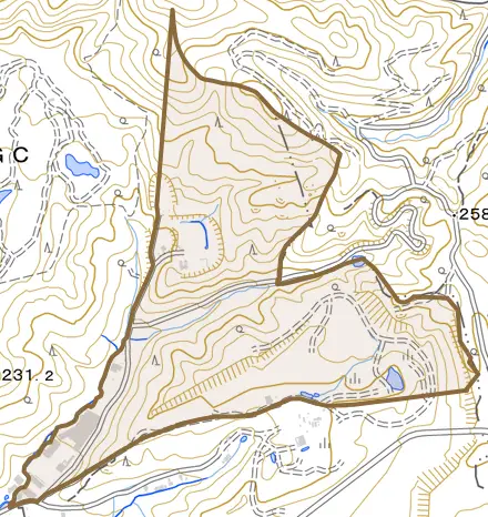 高田町岩曽根とその周辺の地図。町の範囲を重ねている