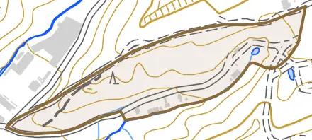 高田町白粉とその周辺の地図。町の範囲を重ねている