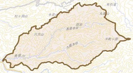 朝日町青屋とその周辺の地図。町の範囲を重ねている