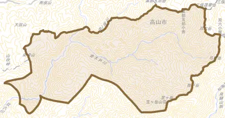 上宝町金木戸とその周辺の地図。町の範囲を重ねている