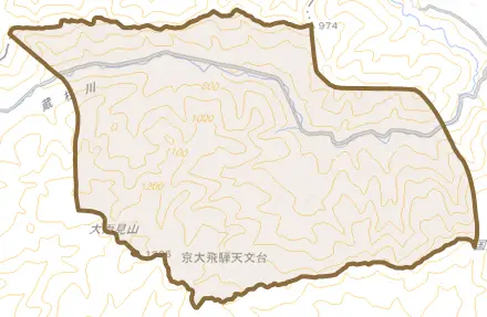 上宝町蔵柱とその周辺の地図。町の範囲を重ねている