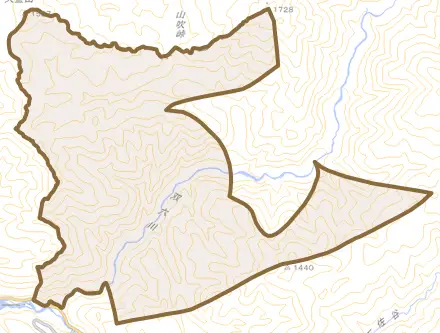 上宝町双六とその周辺の地図。町の範囲を重ねている