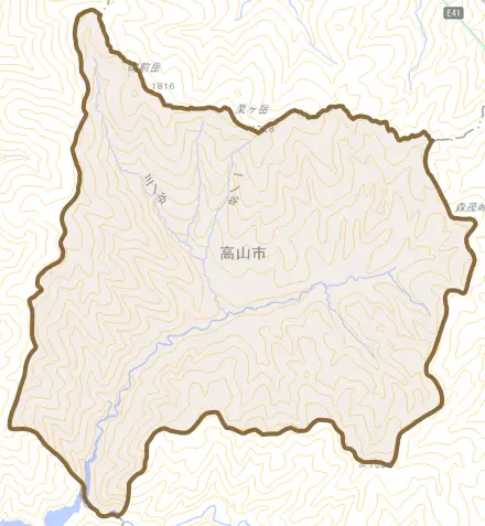 清見町森茂とその周辺の地図。町の範囲を重ねている