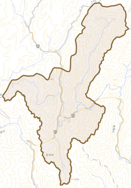 清見町大原とその周辺の地図。町の範囲を重ねている