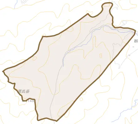 松倉町とその周辺の地図。町の範囲を重ねている