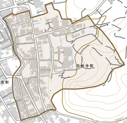 宗猷寺町とその周辺の地図。町の範囲を重ねている