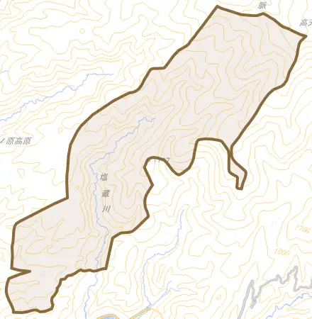 高根町池ケ洞とその周辺の地図。町の範囲を重ねている
