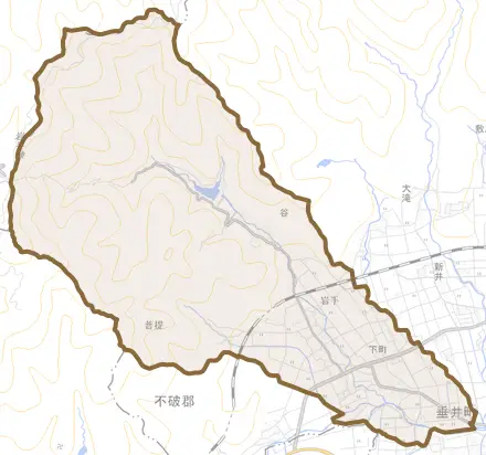 岩手とその周辺の地図。町の範囲を重ねている