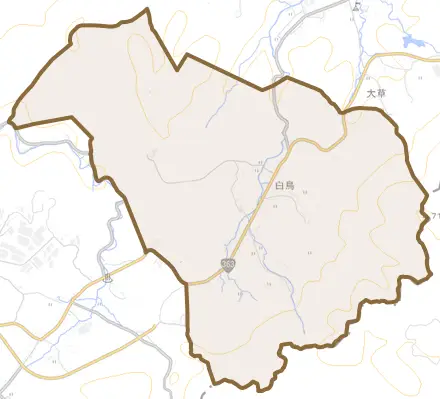 鶴里町細野とその周辺の地図。町の範囲を重ねている