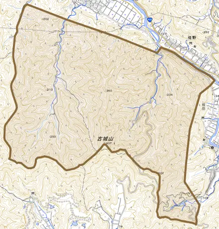 青波とその周辺の地図。町の範囲を重ねている