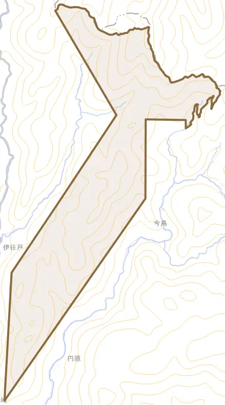 円原とその周辺の地図。町の範囲を重ねている