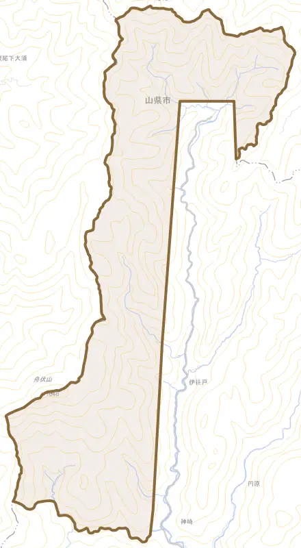 神崎とその周辺の地図。町の範囲を重ねている
