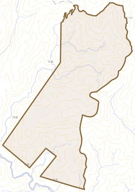 片原とその周辺の地図。町の範囲を重ねている