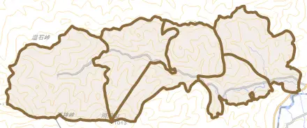 三波川とその周辺の地図。町の範囲を重ねている