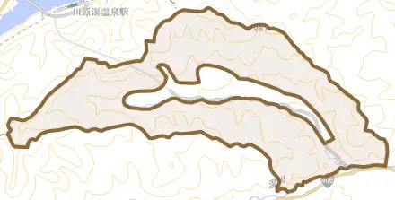 大字大柏木とその周辺の地図。町の範囲を重ねている