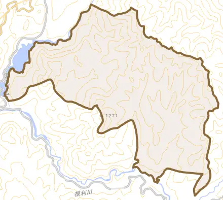 利根町穴原とその周辺の地図。町の範囲を重ねている