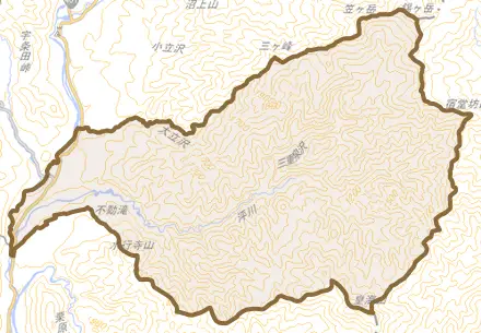 利根町平川とその周辺の地図。町の範囲を重ねている