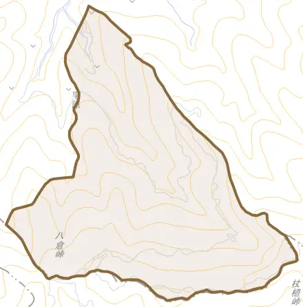 大字平原とその周辺の地図。町の範囲を重ねている